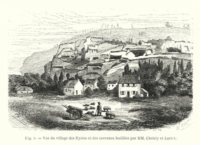 Vue du village des Eysies et des cavernes fouillées par MM Christy et Lartet - French School
