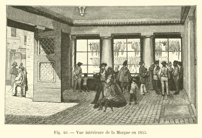 Vue intérieure de la Morgue en 1855 - French School