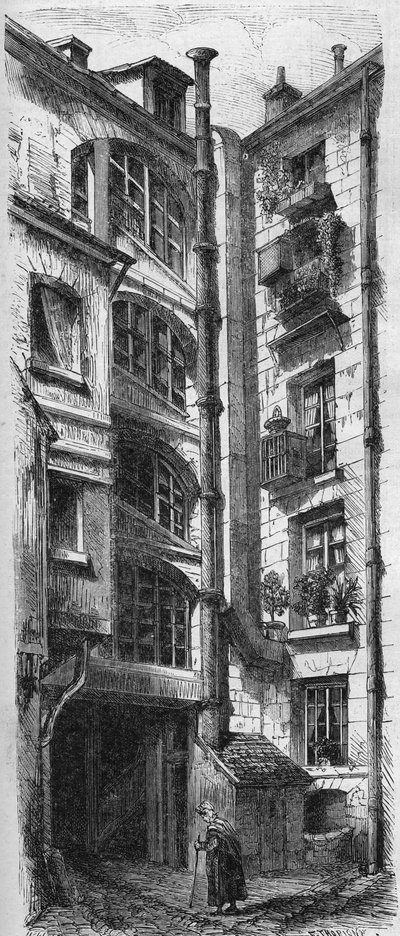 Vue intérieure de la cour de la maison située au 18, rue d