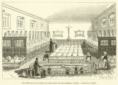 Vue intérieure de la crèche de Saint-Pierre du Gros-Caillou, à Paris - French School