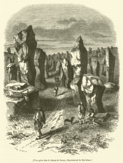 Vue prise dans le champ de Carnac, departement du Morbihan - French School