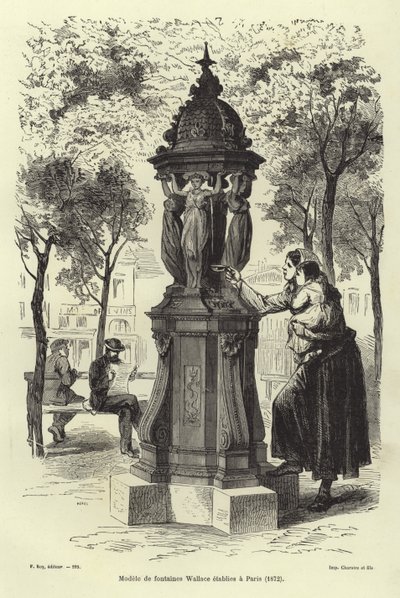 Fontaine Wallace installée à Paris en 1872 - French School