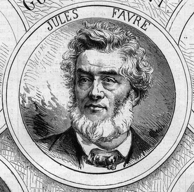 Guerre de 1870 - Gouvernement de la Défense nationale : portrait de Jules Favre (1809-1880), membre du gouvernement provisoire de 1870. Gravure dans « Le Monde Illustré » n°706 du 22 octobre - French School