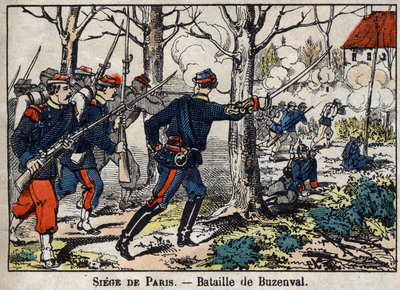 Guerre de 1870 entre la France et la Prusse : Bataille de Buzenval dans la région parisienne le 19/01/1871 - French School