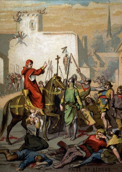 Guerre des Albigeois - Prise de Béziers "Tuez-les tous, Dieu reconnaîtra les siens" (Innocent III) - French School