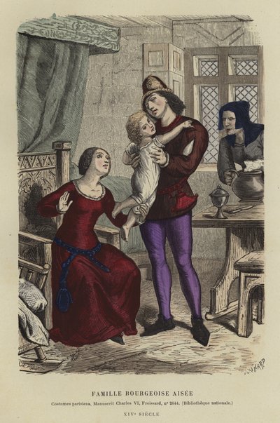 Famille bourgeoise riche, 14ème siècle - French School