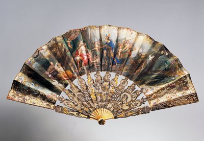 Éventail de mariage représentant David remettant sa couronne à Bethsabée, côtes de style Louis XVI - French School