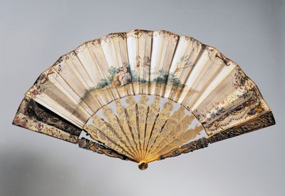 Éventail de mariage avec chérubins et Bethsabée, côtes de style Louis XVI - French School
