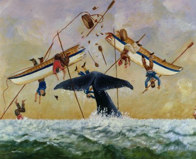 Baleine renversant des pêcheurs dans l