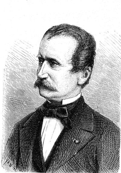 Wilhelm ENGERTH (1814-1884), ingénieur autrichien, concepteur de la première locomotive de montagne. Gravure 1867 - French School