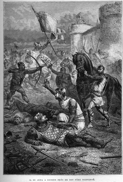 Guillaume Ier est blessé par son fils Robert en combattant en France, 1076 - Insurrection de Robert Courteheuse - French School