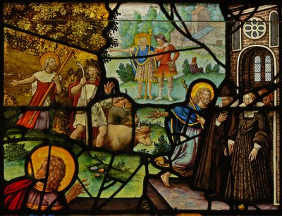 Fenêtre Charnier-10 représentant la manne du ciel; le Christ et l