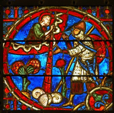 Vitrail représentant la toison de Gédéon - French School