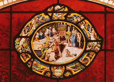 Vitrail représentant janvier, de Montigny - French School