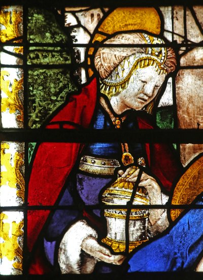 Vitrail représentant Marie Madeleine à la Pieta - French School