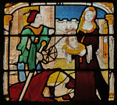 Vitrail représentant Salomé recevant la tête de Saint Jean-Baptiste - French School