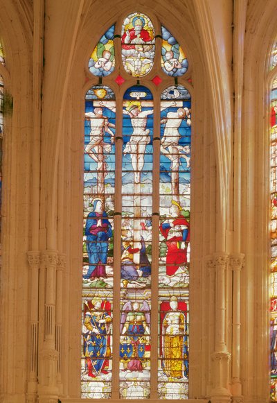 Vitrail représentant des scènes de la vie de Saint Louis - French School