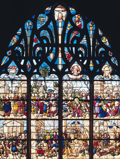 Vitrail représentant des scènes de la vie de Saint Étienne et Saint Laurent, de la Chapelle Bonne-Mort - French School