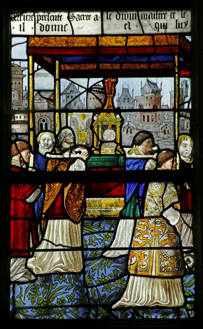 Vitrail représentant une procession du Saint-Sacrement (détail), 1530 - French School