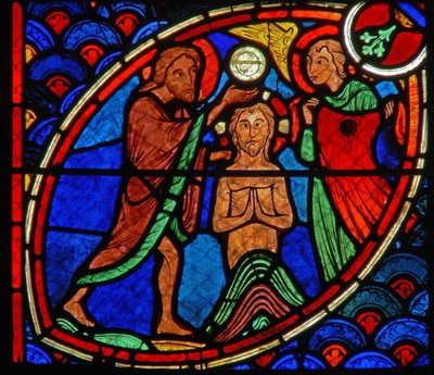 Vitrail représentant une scène de la vie de Saint Jean-Baptiste - French School