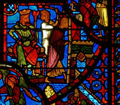 Vitrail représentant une scène de la vie de Saint Thomas - French School