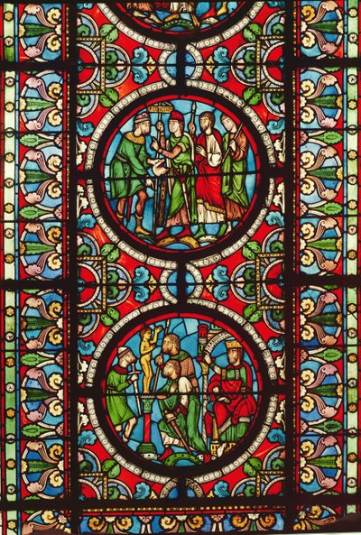 Vitrail représentant des scènes de la vie de Saint Maurice, 12e-13e siècle - French School
