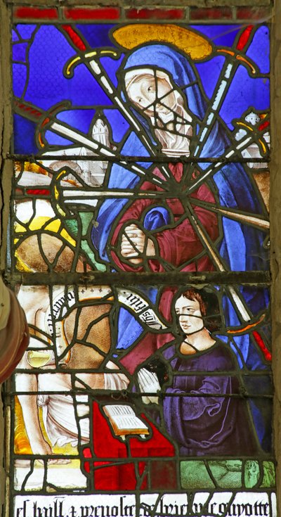 Vitrail représentant la Vierge des Sept Douleurs - French School