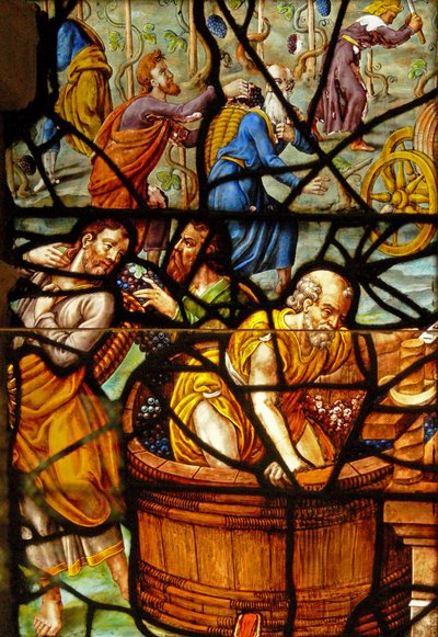 Fenêtre dans le Charnier (w.11) représentant un détail du pressoir mystique - French School