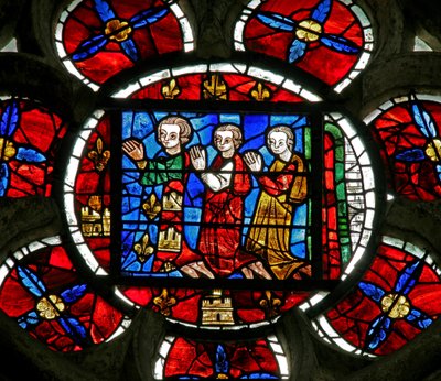 Fenêtre n°3 représentant un donateur - Alphonse de Poitiers et sa famille - French School
