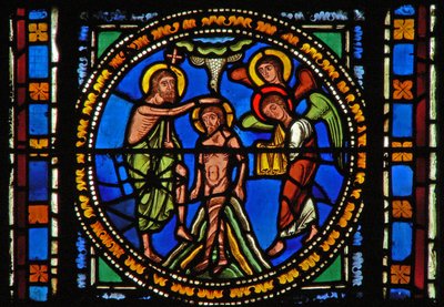 Fenêtre s2-C représentant le Baptême de Jésus dans le Jourdain - French School
