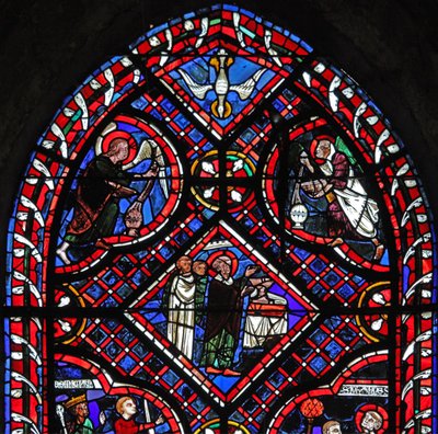 Fenêtre w03 représentant la Messe de Saint Jean - French School