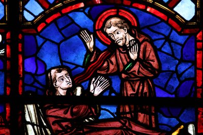 Fenêtre w04 représentant un moine saint apparaît à Saint Martin - French School
