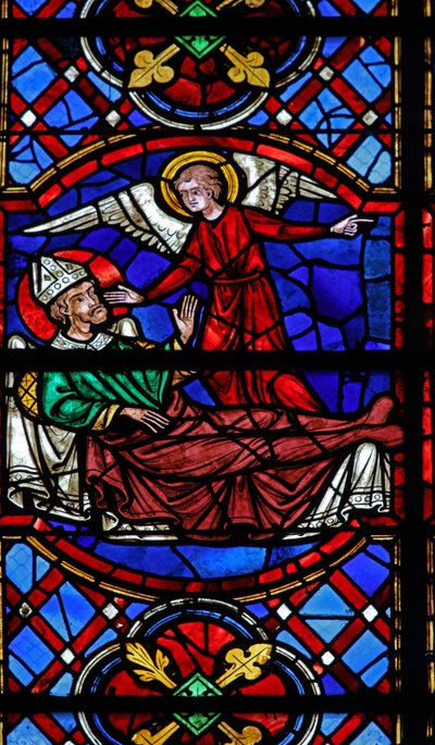 Fenêtre w04 représentant un ange apparaît à Saint Martin - French School