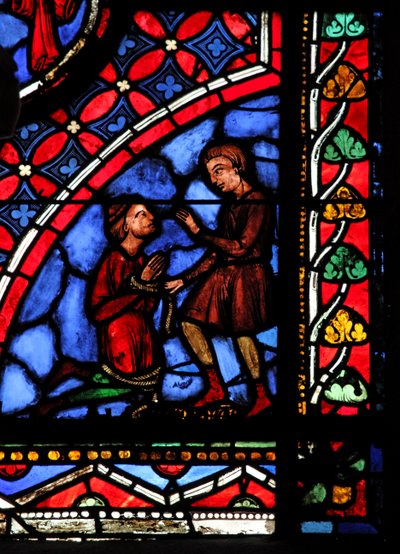 Fenêtre w05 représentant le magicien Hermogène et Philetus - French School