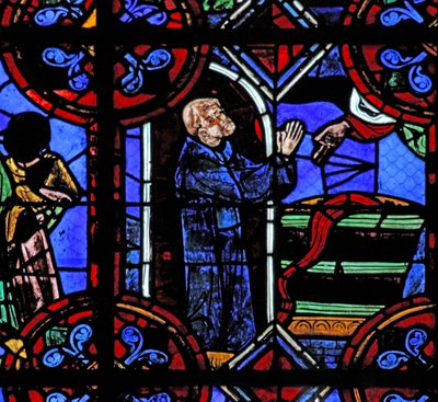 Fenêtre w06 représentant le miracle du tonneau de vin plein à la fondation de l