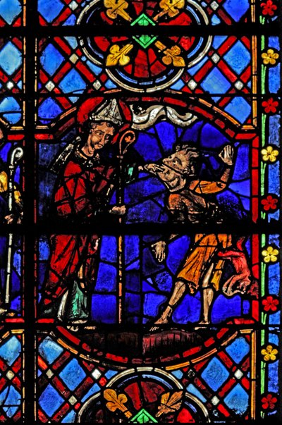 Fenêtre w08 représentant Saint Martin exorcise un démon - French School