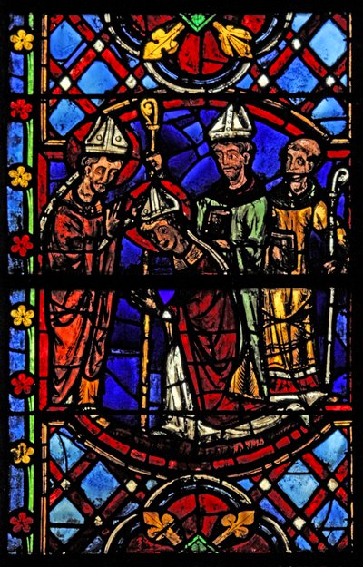 Fenêtre w08 représentant Saint Martin avec des évêques et des clercs - French School