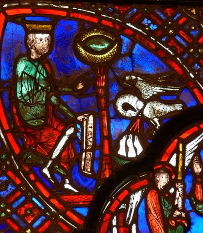 Fenêtre w0 représentant David et le Pélican - French School