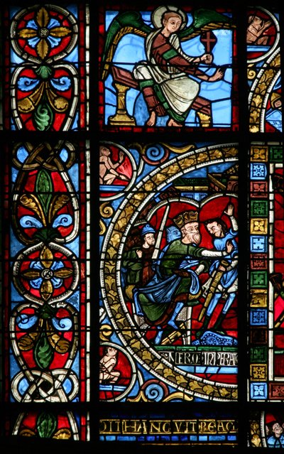 Fenêtre w0 représentant Néron ordonnant les martyres de Saint Pierre et Saint Paul - French School