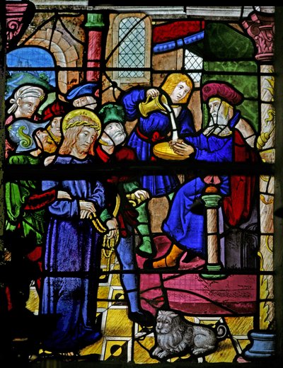 Fenêtre w0 représentant Pilate se lavant les mains - French School