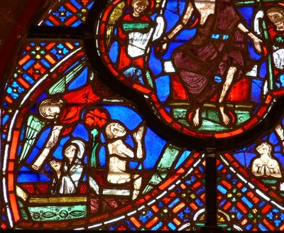 Fenêtre w0 représentant une scène du Jugement Dernier : résurrection des âmes - French School