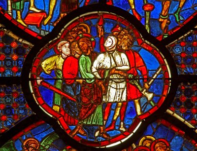 Fenêtre w0 représentant la Trahison de Judas - French School