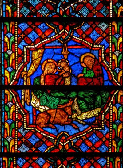 Fenêtre w0 représentant la Nativité - French School