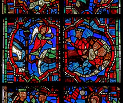 Fenêtre w100b représentant les Mages avertis en rêve - French School
