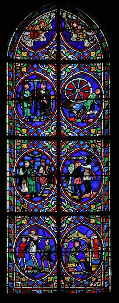 Fenêtre w.101 représentant des scènes de la vie de Saint Pantaléon - French School