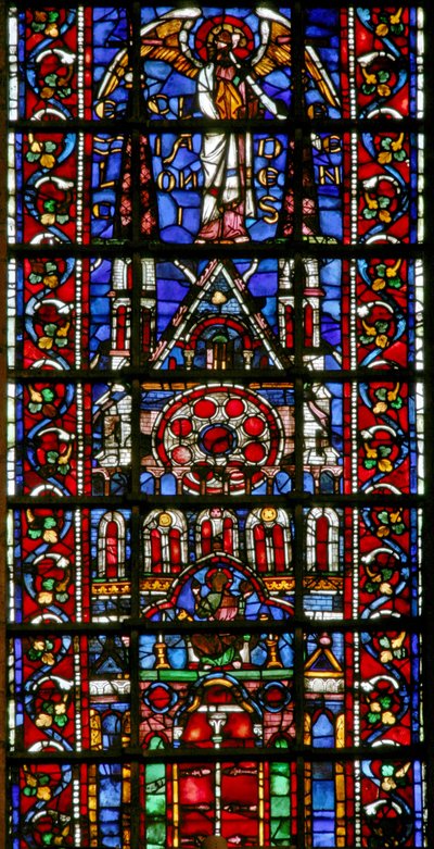 Fenêtre w101 représentant la cathédrale de Laon - French School