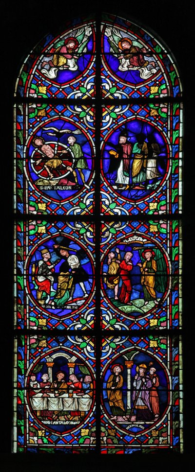 Fenêtre w.102 représentant des scènes de la vie de Saint Pantaléon - French School