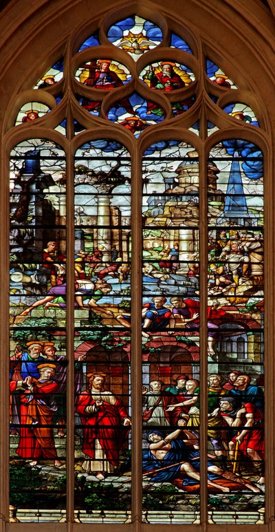 Fenêtre w103 représentant le Christ guérissant le paralytique - French School