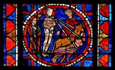 Fenêtre w109 représentant le martyre de Sainte Lucie - French School