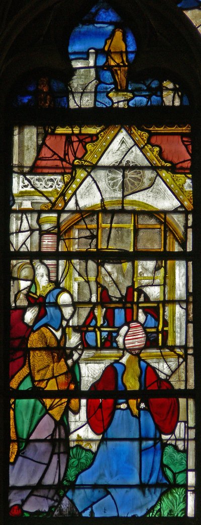 Une scène de la vie de Saint Thomas : Saint Thomas en prison est visité par la princesse Migdomie; verre vénitien - French School